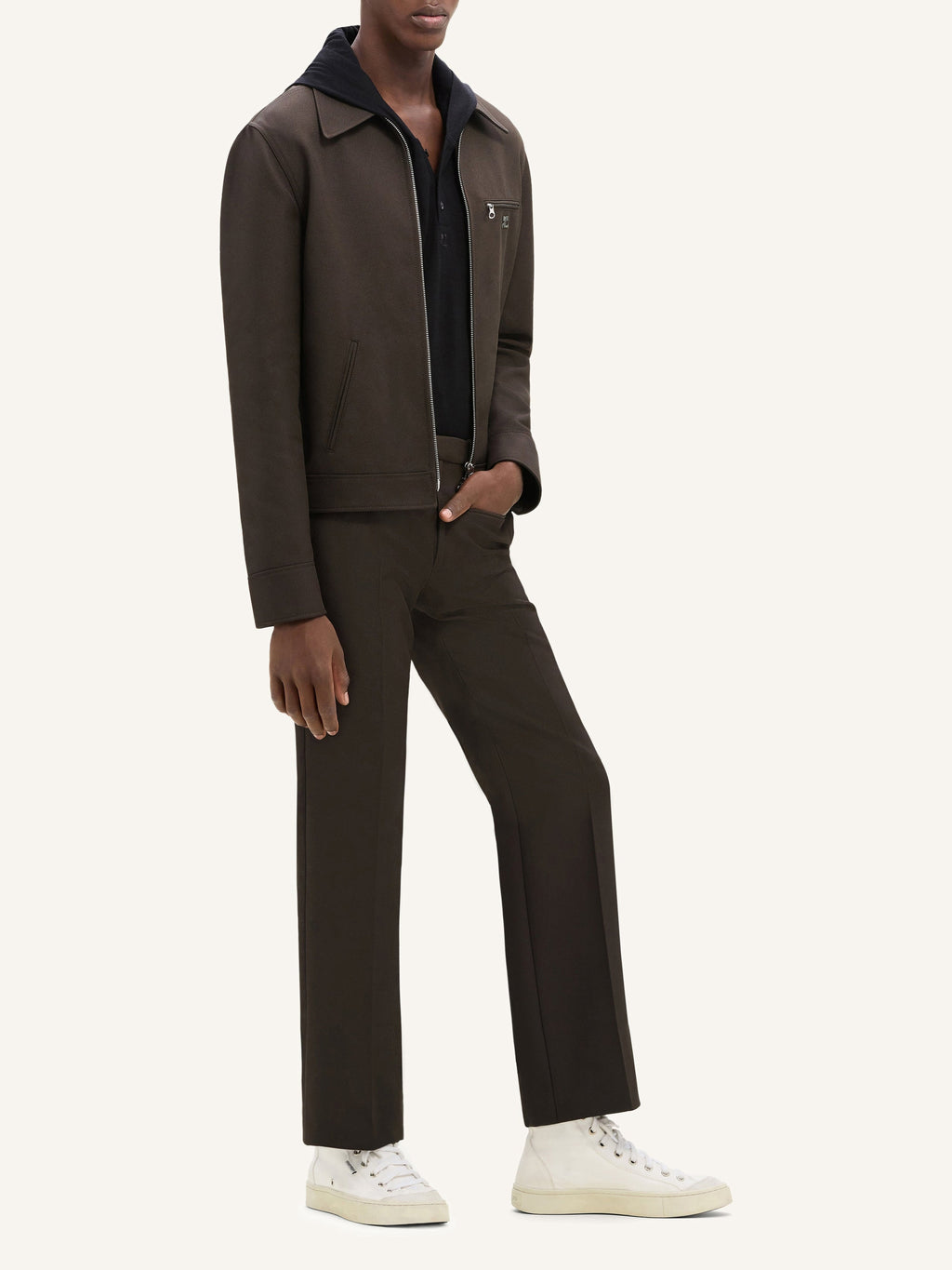 Veste Signature rétro en twill - Courrèges - Mud brown