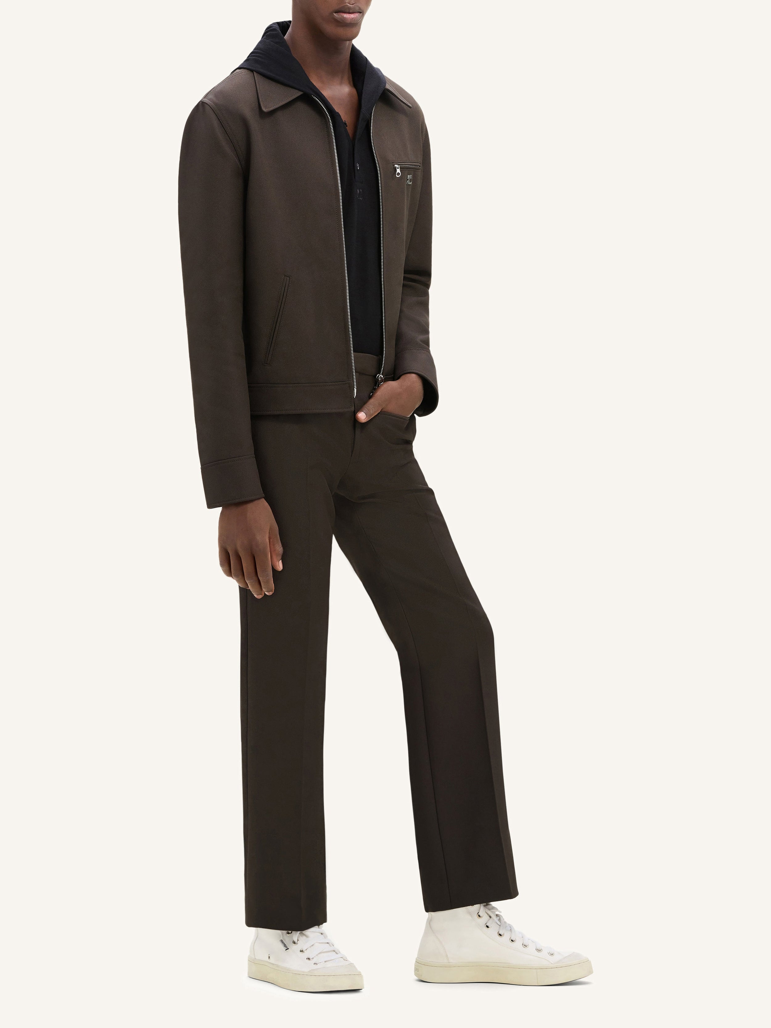 Veste Signature rétro en twill - Courrèges - Mud brown