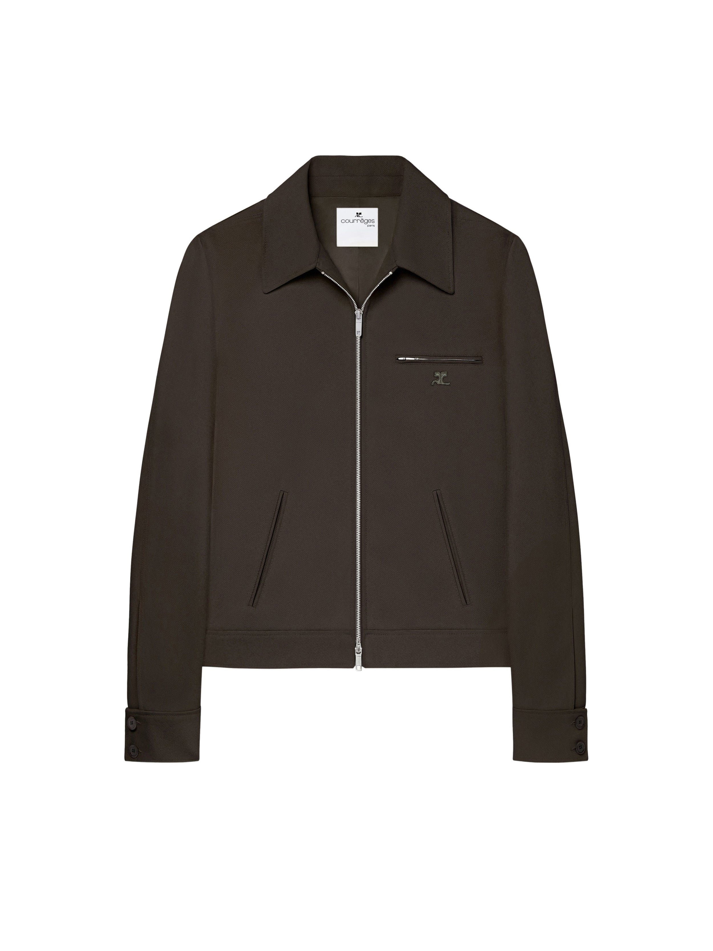 Veste Signature rétro en twill - Courrèges - Mud brown