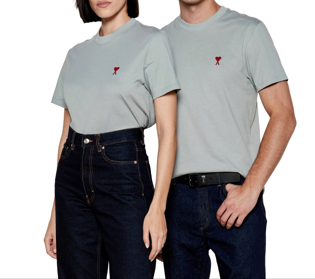 T-Shirt Ajusté Ami De Coeur – Ami Paris – Bleu Argile